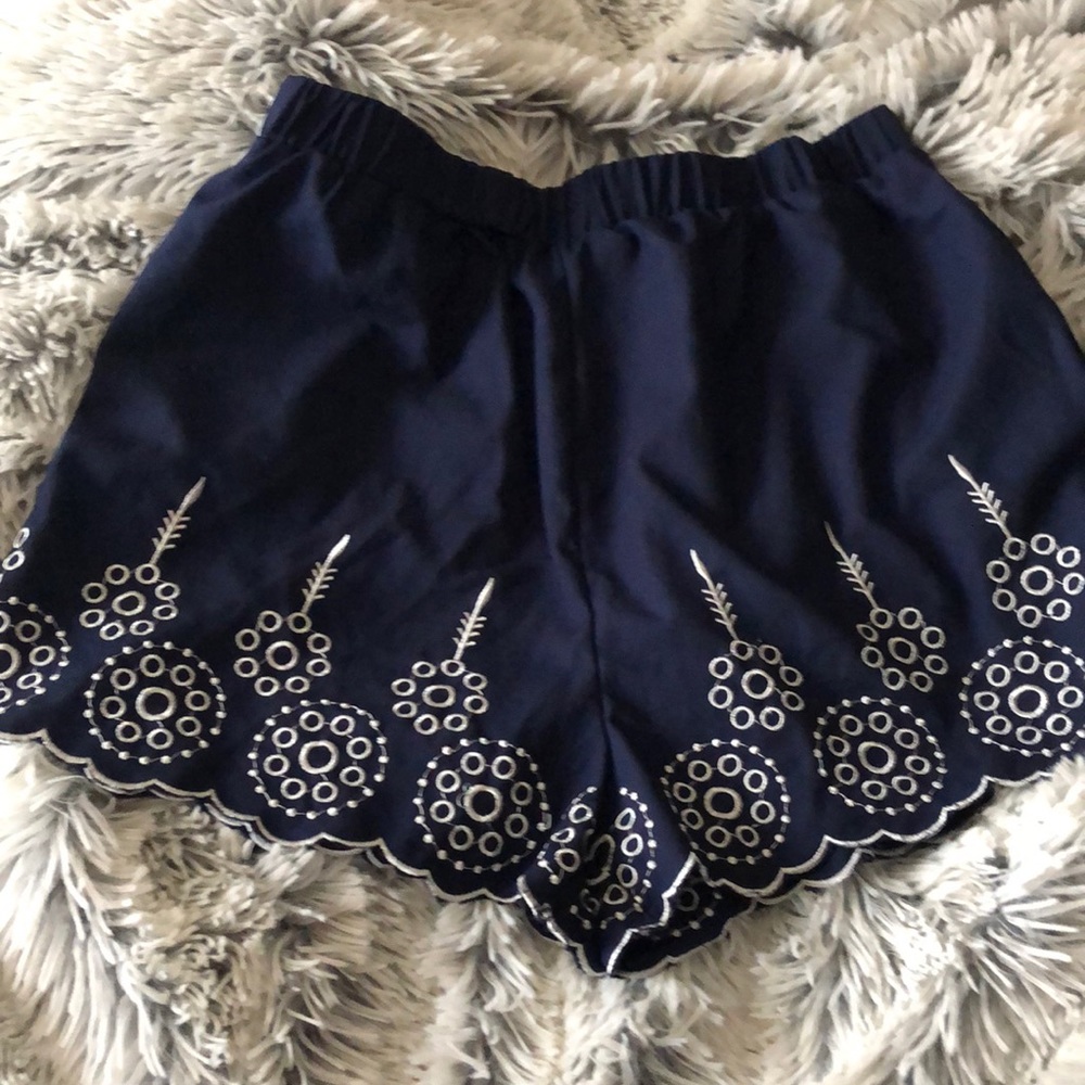 Navy and white patterned shorts